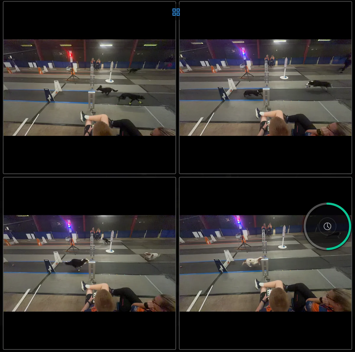The Raptor Vision pass grid: four passes from one race playing side by side in sync